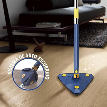 Trapeador triangular 360° de microfibra con auto-escurridor